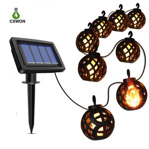 Lâmpadas de luz de corda de chama solar 8 cordas de lâmpadas globais penduradas decoração de jardim lanterna efeito ao ar livre iluminação