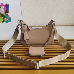 Leather three-in-one handbag hobo messenger bag women's shoulder armpit bag fashion bag lady chain handbag leather hobo chain wallet messeng