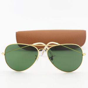 Venda por atacado- de alta qualidade homens mulheres óculos de sol conduzindo óculos de sol ouro quadro verde uv400 58mm lente venha marrom caixa
