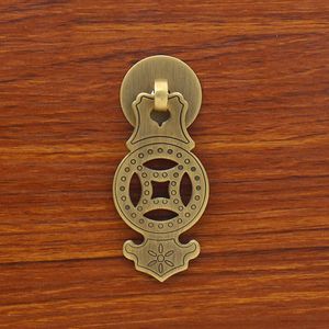 Maçaneta de gaveta antiga chinesa, 2 peças, maçaneta de porta de móveis, armário clássico, sapato, cone, anel de tração vintage