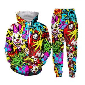 Yeni Erkekler Kadın Deli Palyaço Posse Komik 3D Baskı Moda Trailtsuits Hip Hop Pants Hoodies T010256K