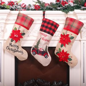 Decoração de Natal Saco dos doces meias do Natal 17.7inch de Santa Saco dos doces Sock caçoa o presente para Início Ornamento