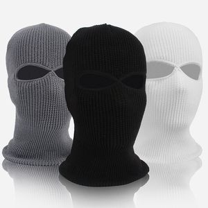 Balaclava Hat Beanie Winter Czapki dla mężczyzn damski narciarstwo jazdy na nartach pełnej twarzy Maska Dwa otwór pokrywa dzianiny akrylowe