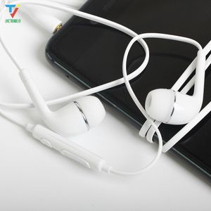 300pcs / lot S6, S7 Kulaklık Kulaklık J5 Kulaklık Kulaklık iPhone Mikrofon Ses Kontrol 3.5mm Beyaz ile kablolu Jack In Kulak için 6 6s Kulaklık
