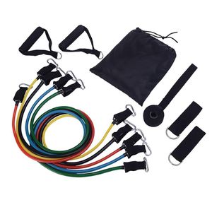 11 PCS Resistance Exercise Band Set Yoga Pilates Abs Fitness Tube Workout Bands Sports Training Sports Exercises