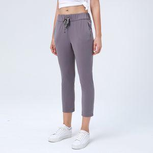 lululemenspants roupas de yoga roupas de ginástica femininas leggings pele-amigável nude cordão estiramento fino ajuste corrida esporte treino casual calças capri