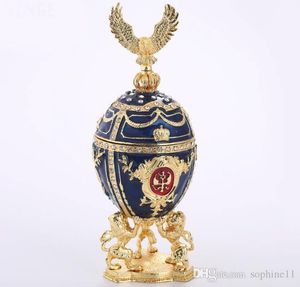 Uovo di Pasqua Scatola di immagazzinaggio di gioielli di perle Uovo di Pasqua Bejeweled Trinket Regali di Pasqua in metallo Stile russo Commercio all'ingrosso