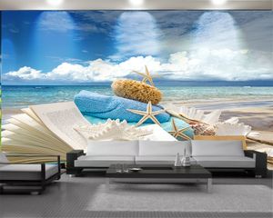 3d Wallpaper walls Romantic Landscape 3d Mural Wallpaper Books on the Beautiful Beach Living Room Bedroom Wallcovering HD Wallpaper