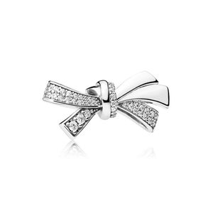 Wholesale flowers music for sale - Group buy NEW Sterling Silver Authentic CZ BRILLIANT BOW CHARM Bracelet Original Women Jewelry Gift
