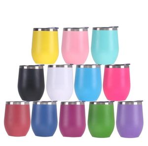 Stainless Steel Tumbler Wine Glasses Egg Cup Water Bottle Double Wall Vacuum Insulated Beer Mug Kitchen Bar Drinkware 12oz HHC1937