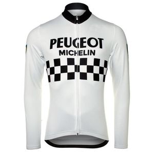 Peugeot 2 cores retrô homens inverno velo térmico ciclismo jerseys manga longa competindo roupas de bicicleta maillot ropa ciclismo