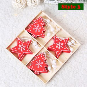 Com 12pcs corda / Lot Ano Novo Natural Wood enfeites pingentes presentes Suspensos Xmas Tree Decor Decoração YJL66