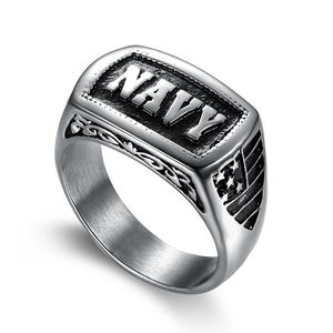 Мужская нержавеющая сталь Соединенные Штаты Соединенные Штаты Кольца ВМС кольца Jewel Silver Mens USA Военно -морской флот Кольцо кольцо американского флага украшения ювелирные изделия