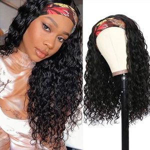 Girls Headbands venda por atacado-IsHow Human Health Wigs com Headbands Body Reta Água Kids Wig Girl Headband Wig para mulheres Todas as idades Máquina de cor natural feita nenhuma peruca inch