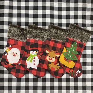 Nuove calze di Natale Alberi di Natale Ornamento Babbo Natale Plaid Calza di Natale Calzini di caramelle Borse Decorazioni di Natale Borsa regali CYZ2783