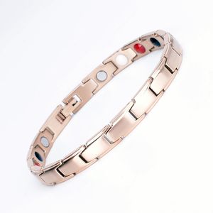 Rose gold Magnetic Bracelet Men Stainless Steel Energy Germanium Magnet Health Bracelet Men Black Hand Chain Bracelets for Women