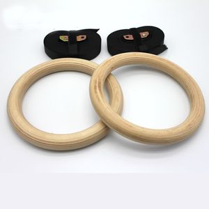 Wooden 28mm Exercise Fitness Gymnastic Rings Gym Exercise Crossfit Pull Ups Muscle Ups factory supplier directly