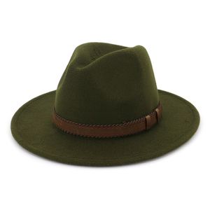 Vintage Fake Wool Felt Panama Hat Szeroki Brim Wegańskie Skórzane Wykończenia Kowbojski Styl Fedora Kapelusz Dla Kobiet Mężczyzn