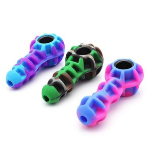 Colorato Buona Flessibilità Pipe da fumo Pipa da tabacco portatile per fumo Mano a cucchiaio infrangibile con strumento dabber in cera