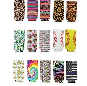 Slim Can Sleeve Sunflower Neoprene Isolator Cooler Baseball Can Holder Water Bottle Cover Botte Case Pouch Leopard Flower