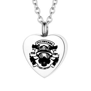 Silver Stainless Steel Cremation Urn Pendant For Human Ashes Department of The fire dept Keepsake Jewelry