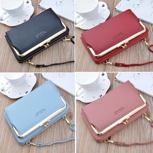 DHL50PCS Long Wallet Women PU Brev Skriv ut Multifunktionell Stor Kapacitet Hasp Zipper Cross Body Bag Mix Color