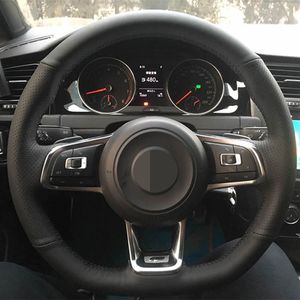 DIY Black PU Leather Car Steering Wheel Cover for Volkswagen Golf 7 GTI Golf R MK7 VW Polo GTI Scirocco 2015 2016