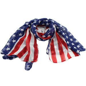 Vintage USA American Flag Scarf 150 * 70 cm Patriotyczne gwiazdy i paski Starza Flaga USA Mężczyźni Kobiety Pentagram Szyfon Szalik Okładki GGA3719