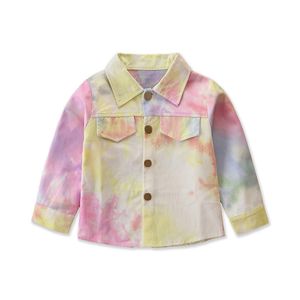 Crianças Roupa Meninas Denim Coats New 2020 Primavera crianças Casacos Roupa Tie Dye Brasão Casual manga comprida Casacos Kids Clothing M2765