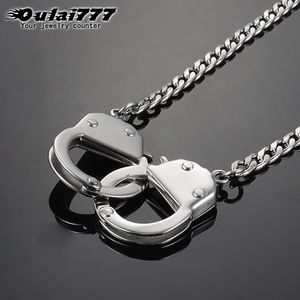 Oulai777 mens gold necklace stainless steel Handcuffs pendants necklaces chains male accessories lady gold personality Hip hop8509319