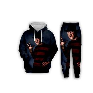 Moda de Nova Mens / Womens A Nightmare on Elm Street Freddy Krueger engraçado 3D Imprimir Casual Hoodie + Pants S299