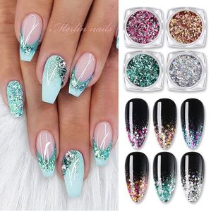 Född Nätt 1g Gradient Nail Glitter Power No Lamp Cure Natural Dry Nail Glitter Sequins Nail Art Decoration Glitter DIY Design