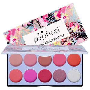POPFEEL Sweet Pink 10 Colors Blush Palette Nude Highlighter Natural Easy to Wear Makeup Beauty Matte Blush