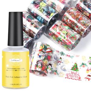 1 conjunto de adesivos de Natal Folhas em unhas com cola adesiva de transferência Laser Snowflakes Elk Ano Novo desenhos de unhas Sliders SA1534-1