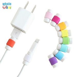 Wielokolorowe kolory Kabel USB Protector Sleeve Telefon komórkowy Ładowarka Protector Silikon dla linii IPhone Line Ochronne Silikonowe klipsy