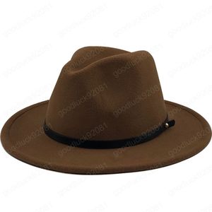 Lã Hot Mulheres Homens Winter Fedora chapéu com fita de couro elegante cavalheiro Lady Autumn Aba larga Jazz Igreja Sombrero Cap Panamá