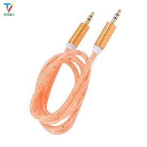 Wholesale transparent audio cables for sale - Group buy 300pcs Nylon Wire Metal Shell braid Weave transparent mm Male to mm Male Audio Cable AUX Cord Speaker Cable