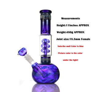 Blue color glass bongs Water pipe Smoke Bong recycler dab rig Hookah Pipes