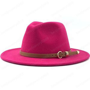 新しい男性女性フラットブリムパナマスタイルウールフェルトジャズFedora Hat Cap Gentlemanヨーロッパ正式な帽子ホワイトフロッピーTrilby Party Hat