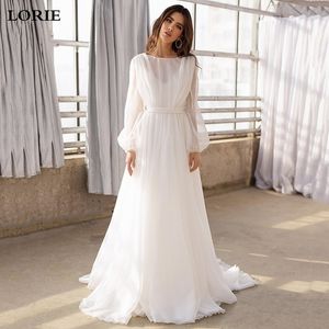 LORIE Abito da sposa principessa 2020 Una linea maniche a sbuffo Abiti da sposa aperto con scollo a V Abito da sposa principessa Boho Taglie forti