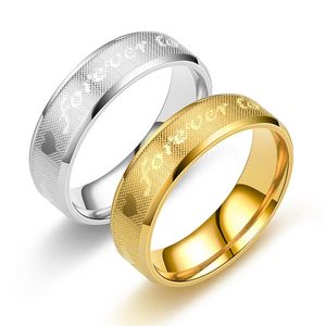 Love Forever Ring Band Silver Gold rostfritt stål Hjärtpar ringar för kvinnor män mode smycken gåva kommer och sandig