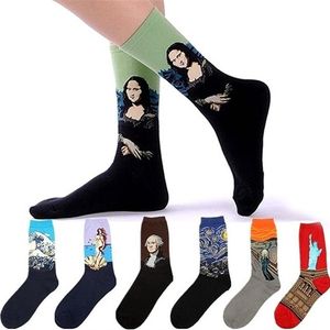 18 style Autumn Winter Retro Personality sock Art Van Gogh Mural World Famous Painting Male socks Oil Funny Happy Sock Wholesale AJJ335