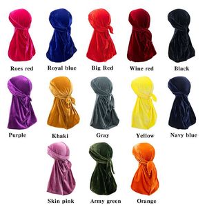 Moda Velluto Uomo Durags Bandana Turbante Parrucche Me Durag Coda lunga Cappello da pirata Fascia Copricapo Accessori per capelli