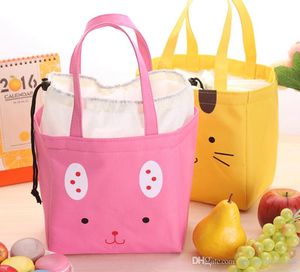 Korean Style Canvas Tote Cooler Bags Cartoon Cute Lunch Insulated Bag Waterproof