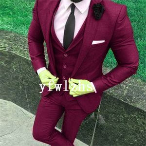 Klassischer One-Button-Blazer für gutaussehende Trauzeugen mit Reverskragen und Bräutigam-Smoking für Herren, Hochzeit/Abschlussball, Trauzeugen-Blazer (Jacke + Hose + Weste + Krawatte) W172