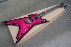 6 Strings Purple Body Golden Hardware Electric Guitar with Tremolo Bridge,HH Pickups,can be customized