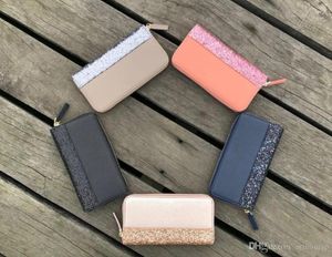 Wholesale- designer glitter wallets shining new zipper cluth bag 5 colors shining for women