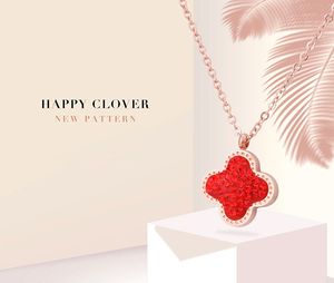 Титан Сталь Non-Faded Rose Gold Двусторонний Diamond Necklace Четыре Лифс цветок ожерелье Темперамент веб ожерелье знаменитости