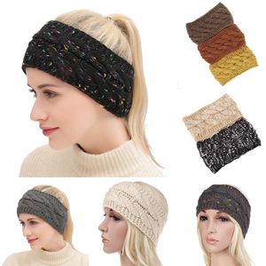 Scrunchies huvudbonad stickad twist pannband öron varmare huvud wrap hårband vinter sport handband kvinnor hårtillbehör dda538