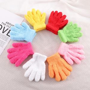 Winter Cute Boys Girls Gloves Solid Color Finger coral fleece warm glove Mittens kids gloves knitting warm glove children boys Girls Mittens